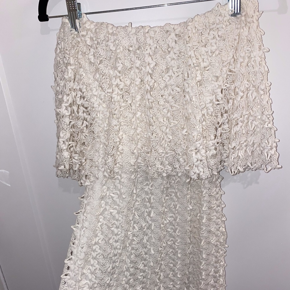 Cream crinkle mini dress